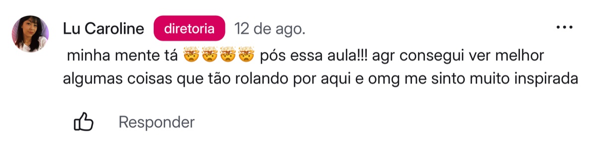 Comentário de aluna da Academia sobre esse treino